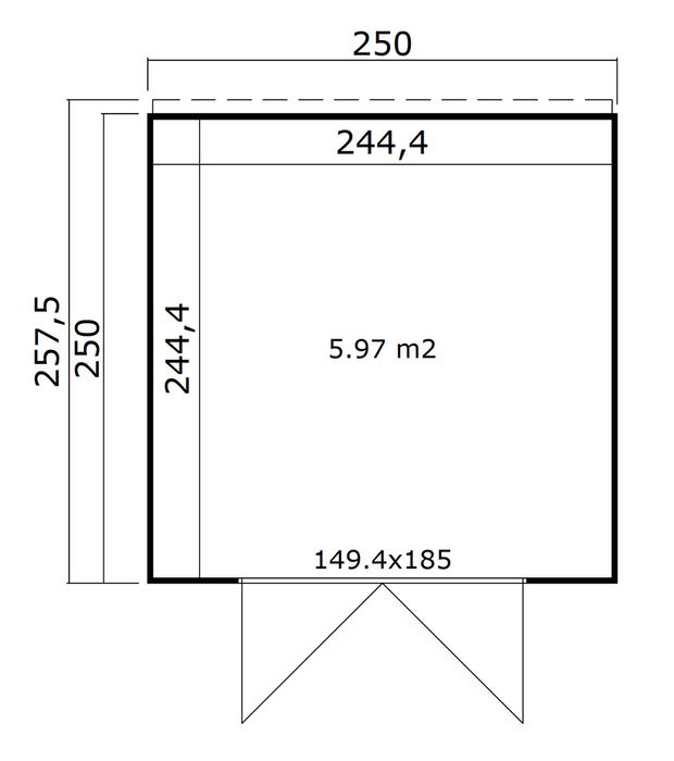 Förråd Fynn 2 250 x 250 cm 5,97 m² Lasita Maja